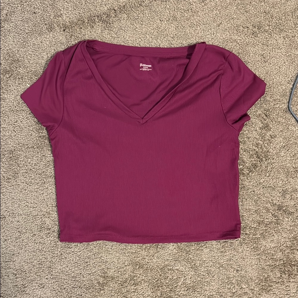 Forever 21 Short Sleeve Pink and Purple Crop Tee